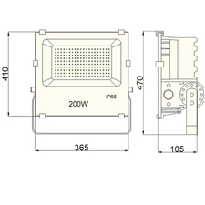 200W AF437 led flood light dimension 200W ed SMD flood light dimension